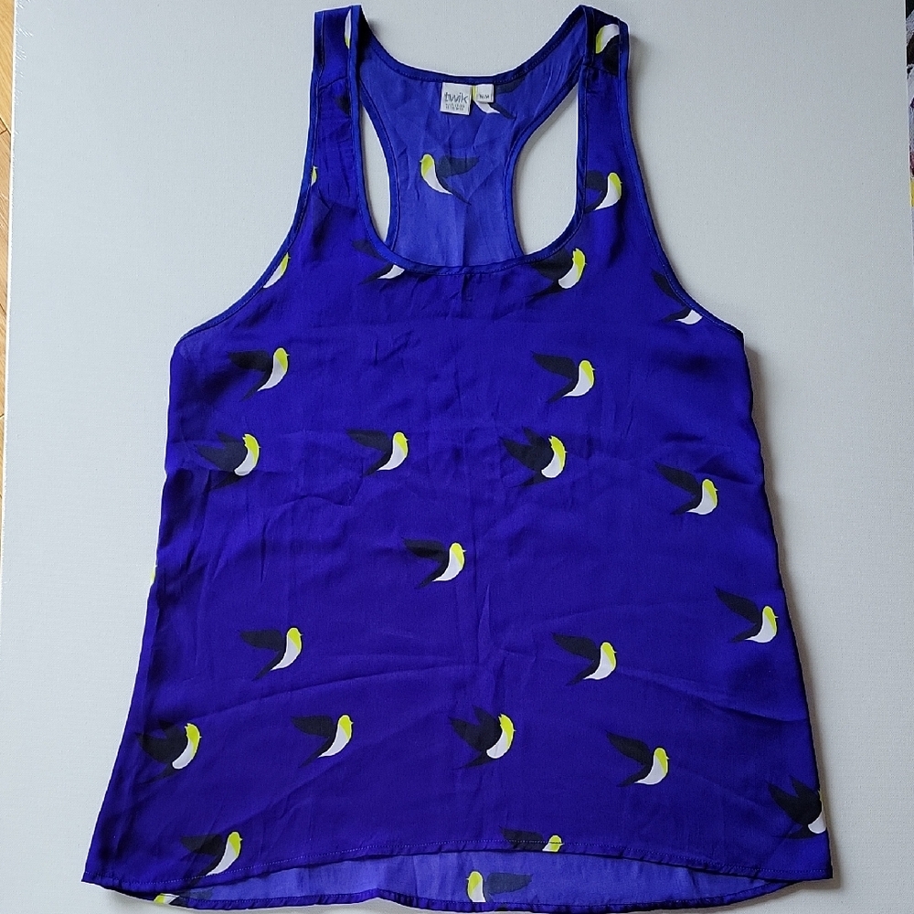 Twik Exclusive by Simons Blue Tank Top with Bird Print